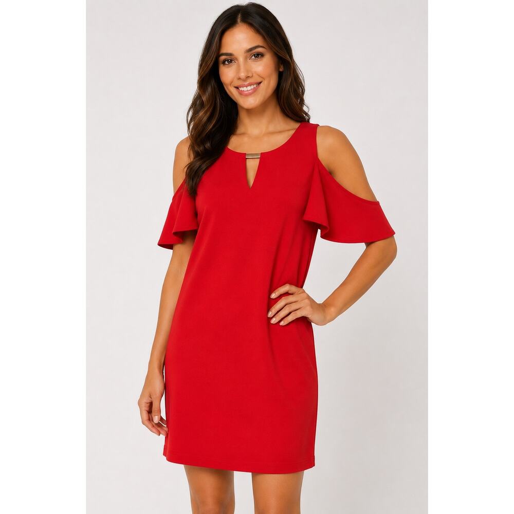 Vince Camuto Women’s Red Cold Shoulder Dress Size 14 Cocktail Party Formal